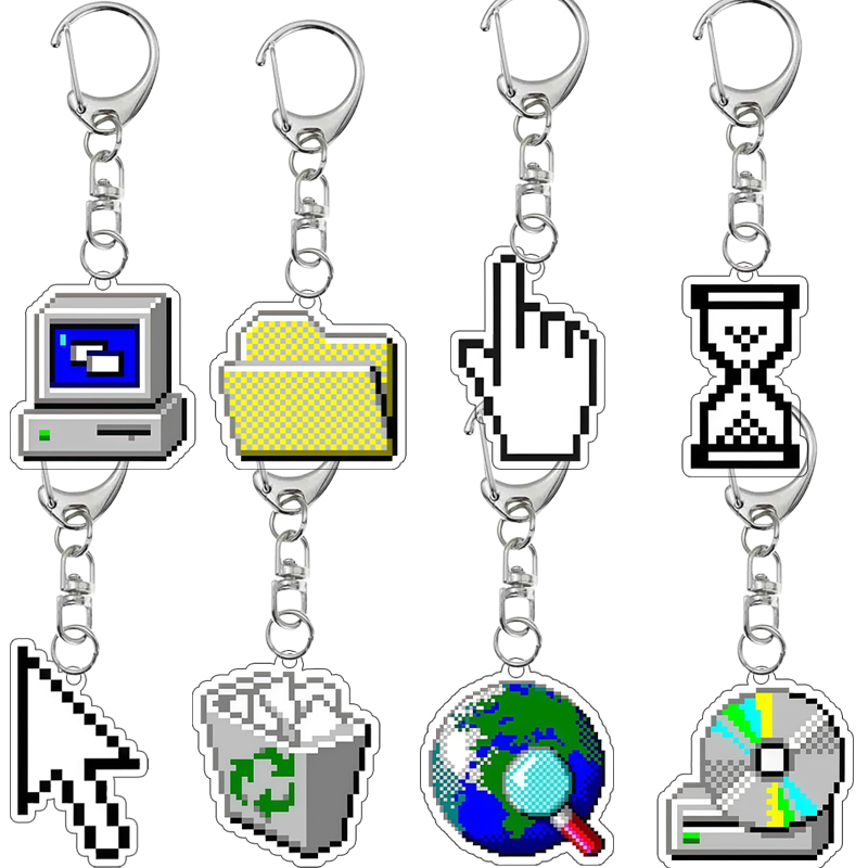 Tech Accessories Icon - Llavero Acrílico Creativo con Diseño Retro