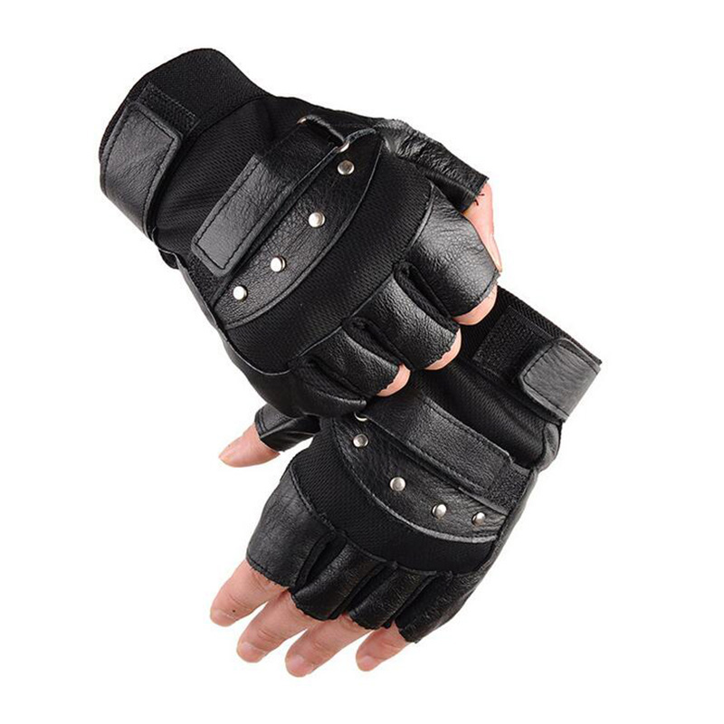 Tech Wear Accessories - Guantes de cuero de medio dedo