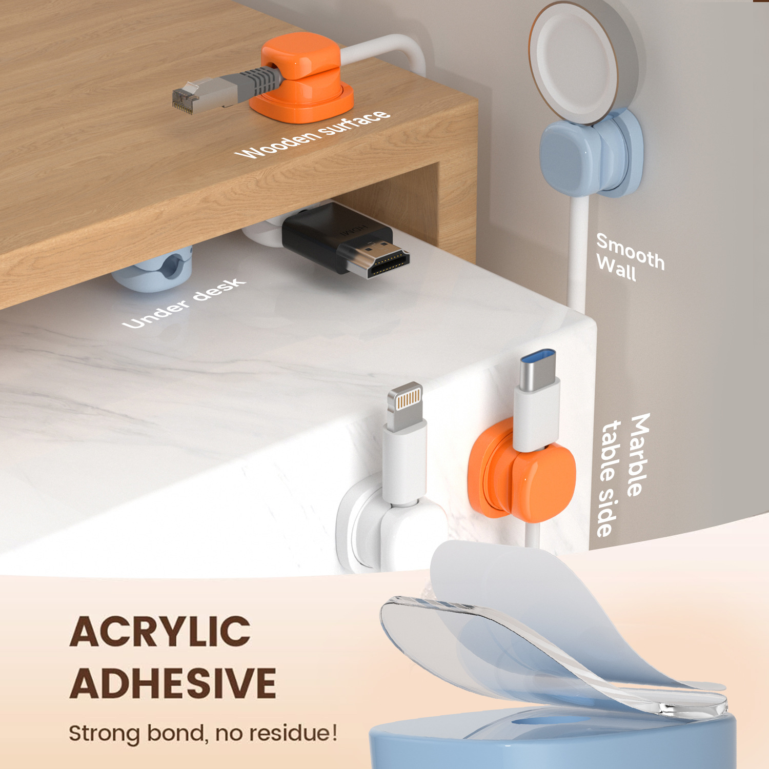 Organizador de cables adhesivo - Desk Cable Clip reseña y precio